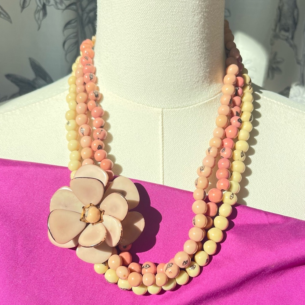 TAGUA FLOWER Acai Necklace Handmade Tagua colorful unique statement jewelry boho